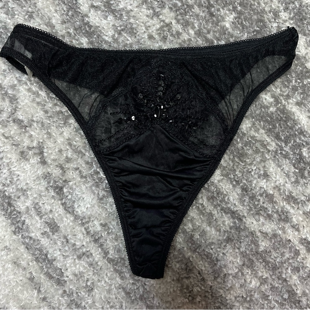 Black thong, crystal, and beaded NWOT